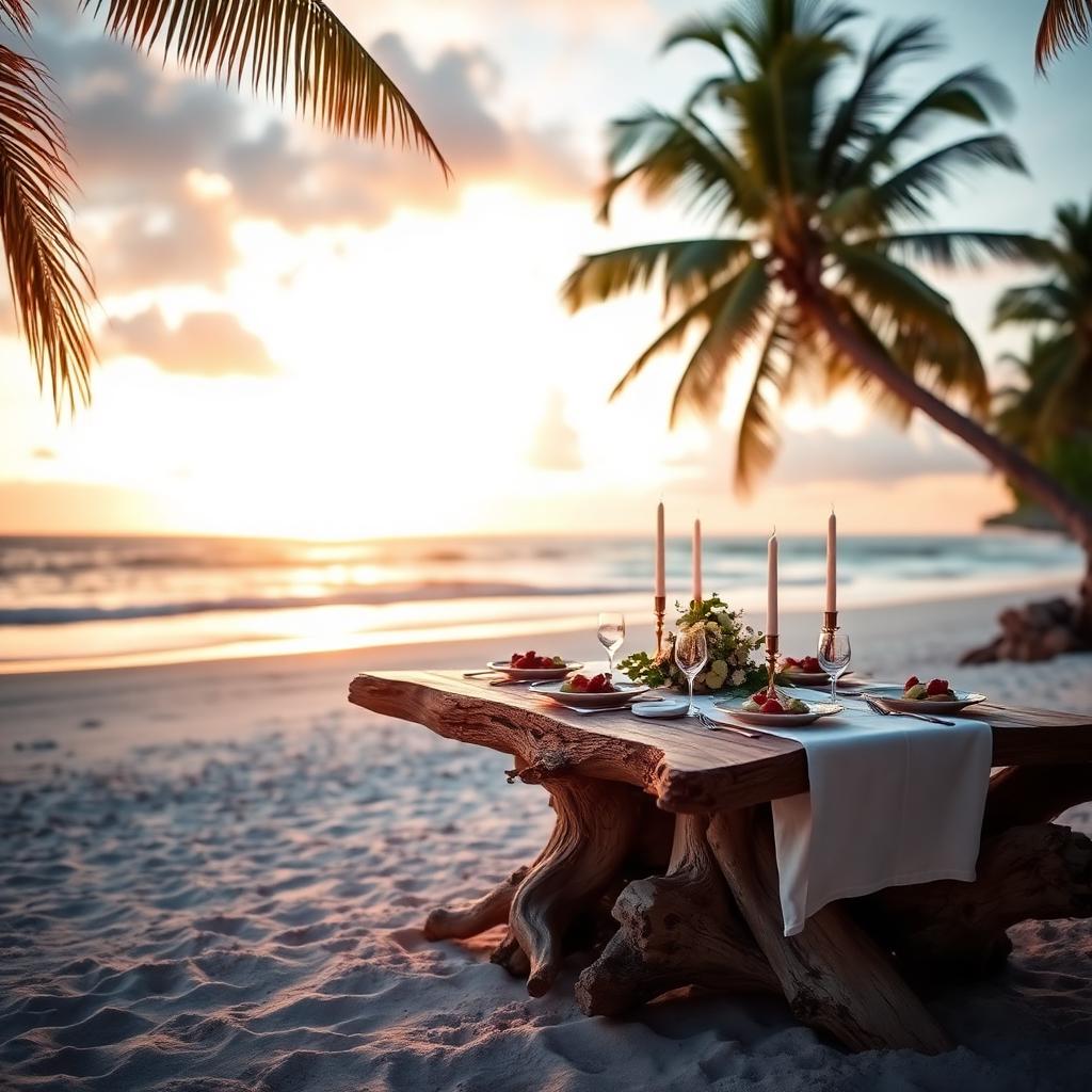 Islands — Driftwood tables at the water's edge.